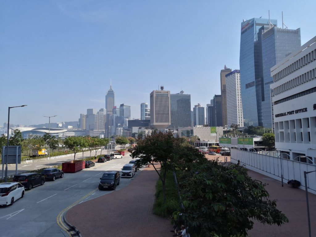 Central skyscrapers view from IFC bridge