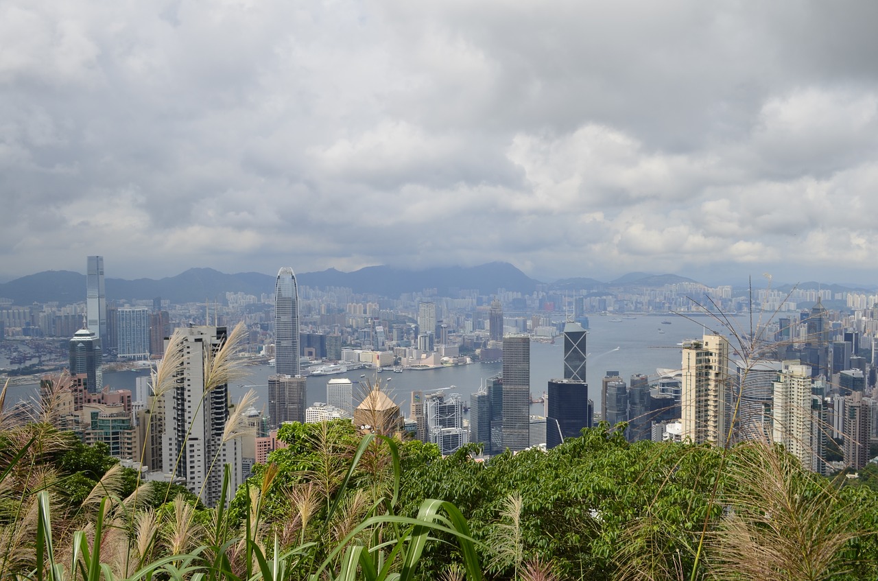 Hong Kong peak with building see victoria harbour